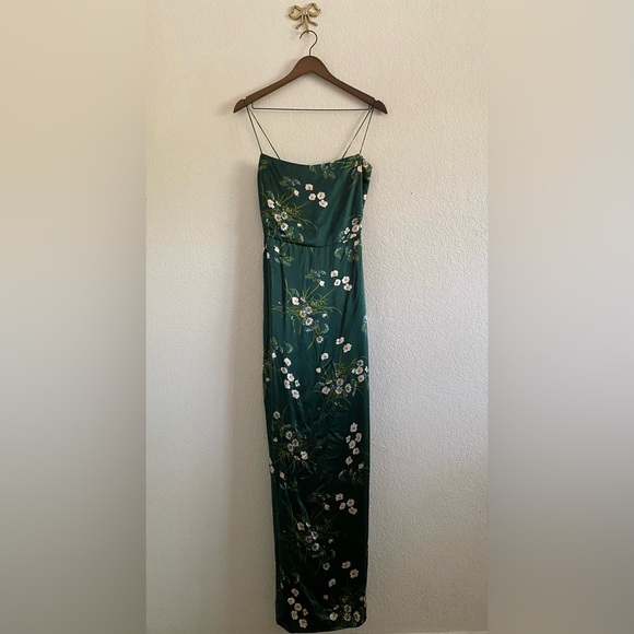 Reformation Dresses & Skirts - Reformation Frankie Silk Maxi Dress Size 2 Green Floral Sleeveless